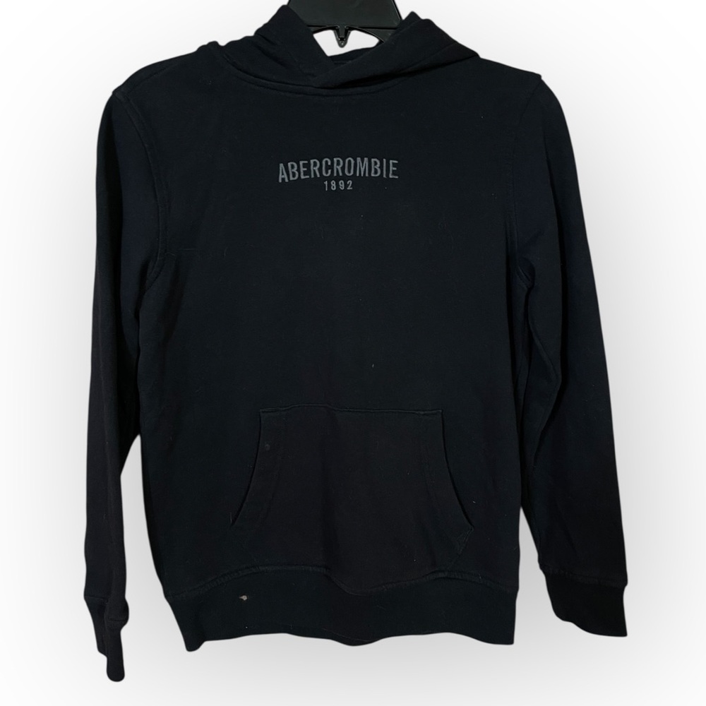 Abercrombie Kids Size 11/12 Embroidered Logo Black Pullover Hoodie